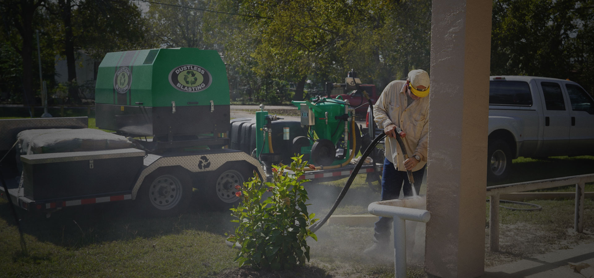 Texas Blast Away mobile dustless blasting on location